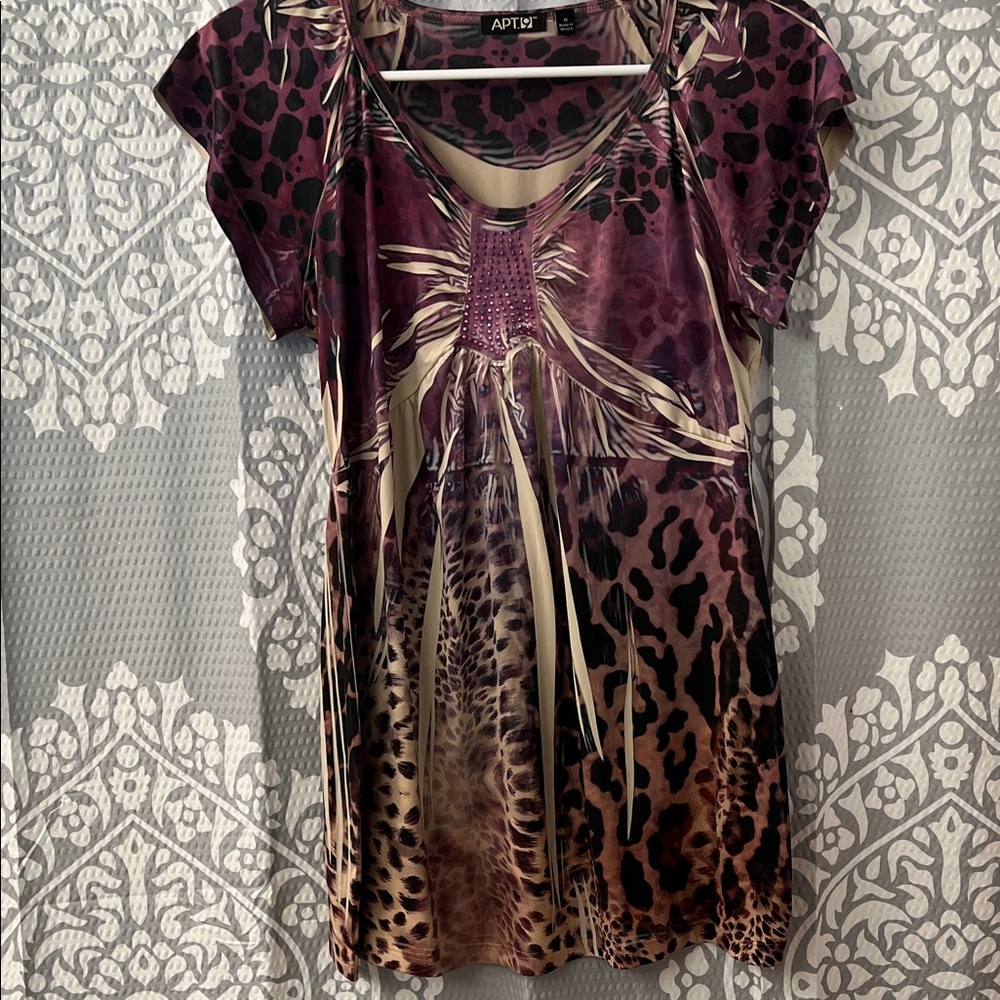 Apt. 9 Women's Animal Print Top in Purple and Brown